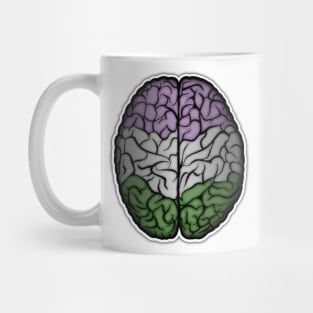 Large Genderqueer Pride Flag Colored Brain Mug